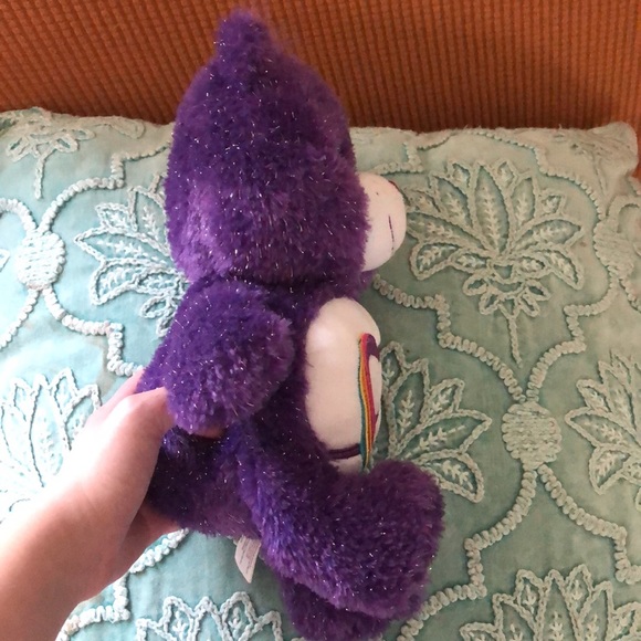 2017 Purple Care Bear Rainbow Heart Glitter, Anniversary Bear Limited Edition!* - Picture 8 of 10